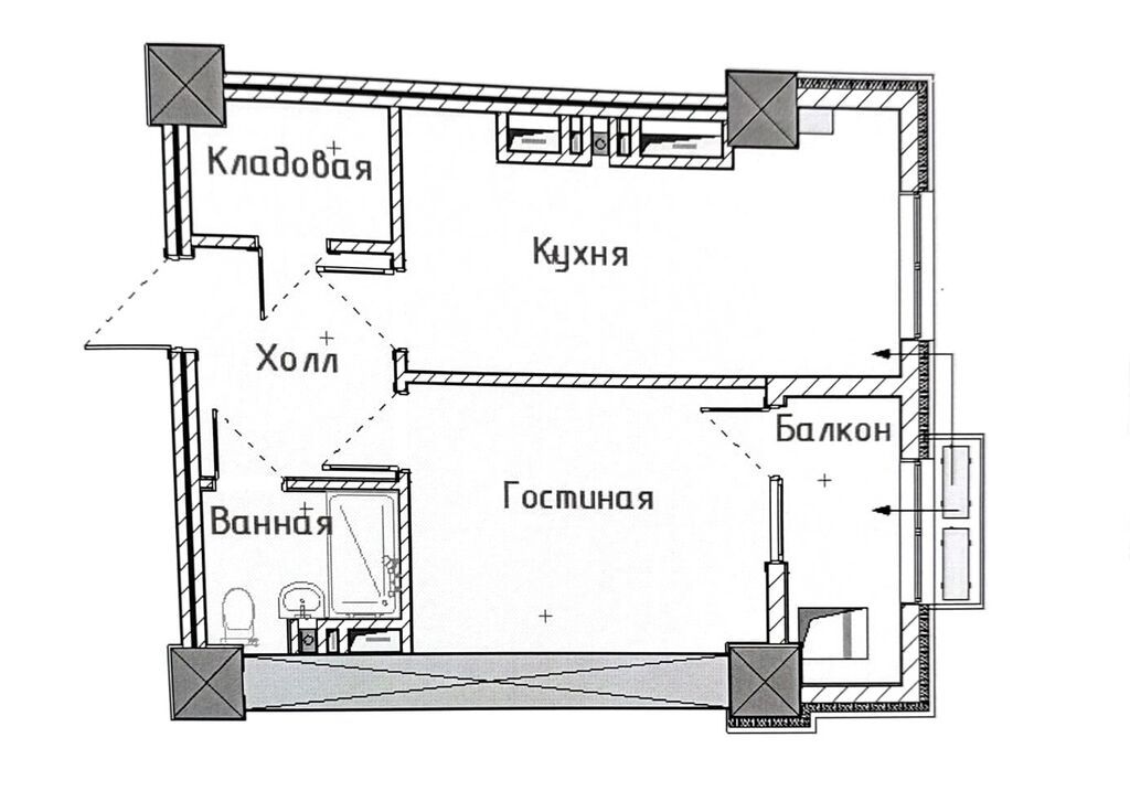 1 комната, 43 м², Асанбай мкр Элитка, 16 этаж, ПСО (под самоотделку): фото 4