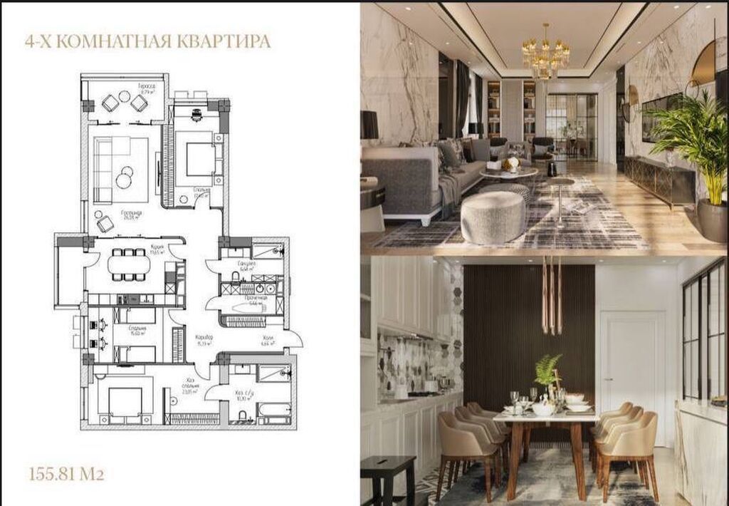4-комн. квартира 155 м² в ЖК Prime Park, Асанбай: фото 2