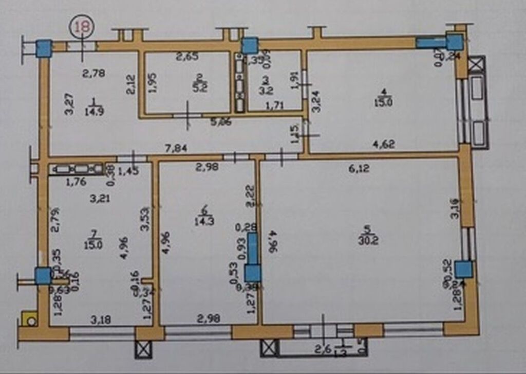 3 комнаты, 100 м², Азия Молл Индивидуалка, 6 этаж, Евроремонт: фото 8