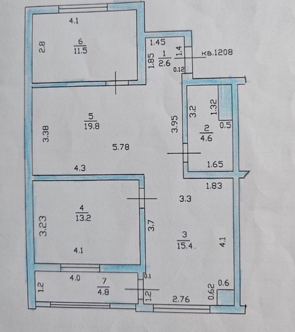 3 комнаты, 72 м², Нижний Джал (Джал-23) Элитка, 12 этаж, ПСО (под самоотделку): фото 5
