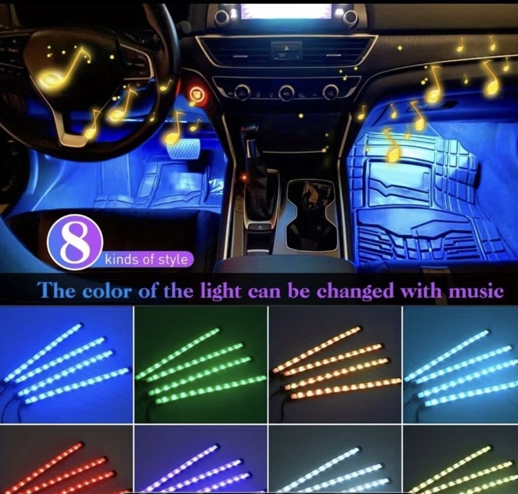 Автомобильная RGB‑подсветка салона с управлением через приложение и: фото 3