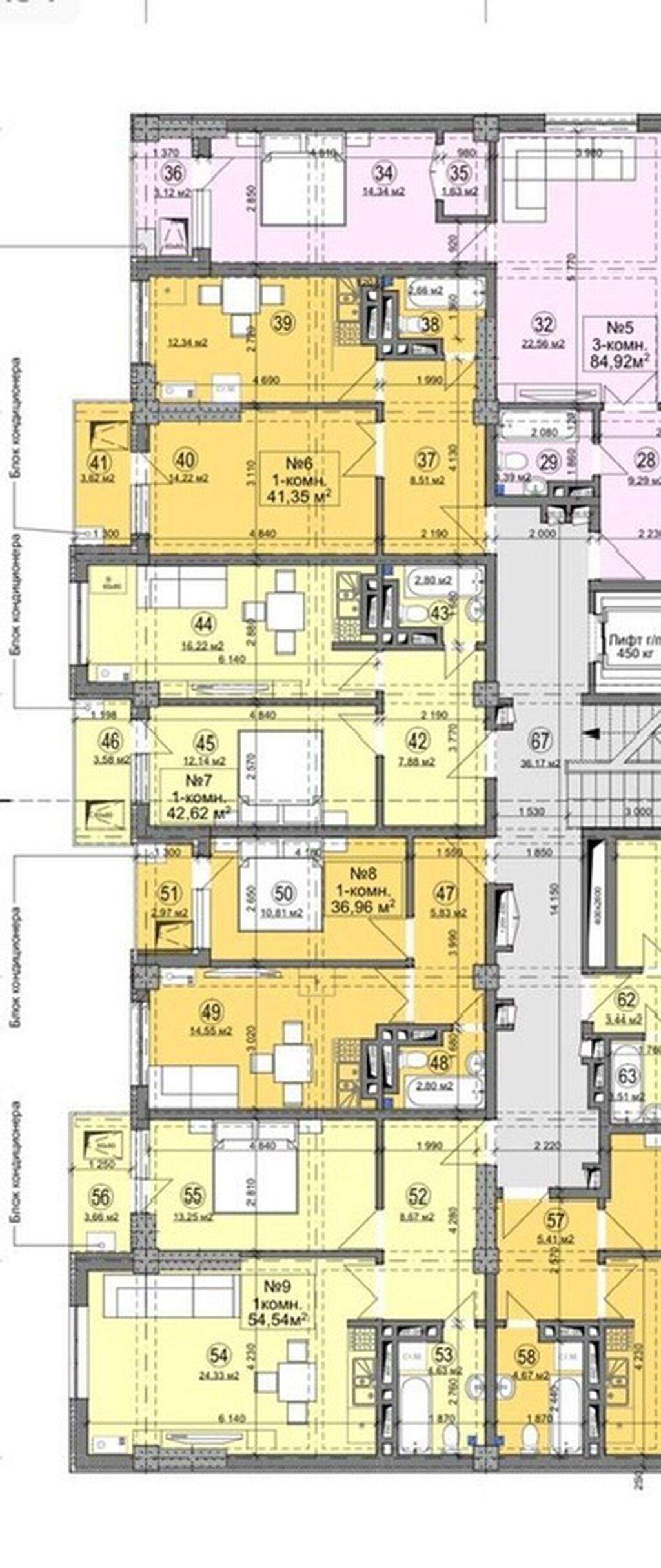 1 комната, 54 м², Кудайберген авторынок Элитка, 8 этаж, ПСО (под самоотделку): фото 5