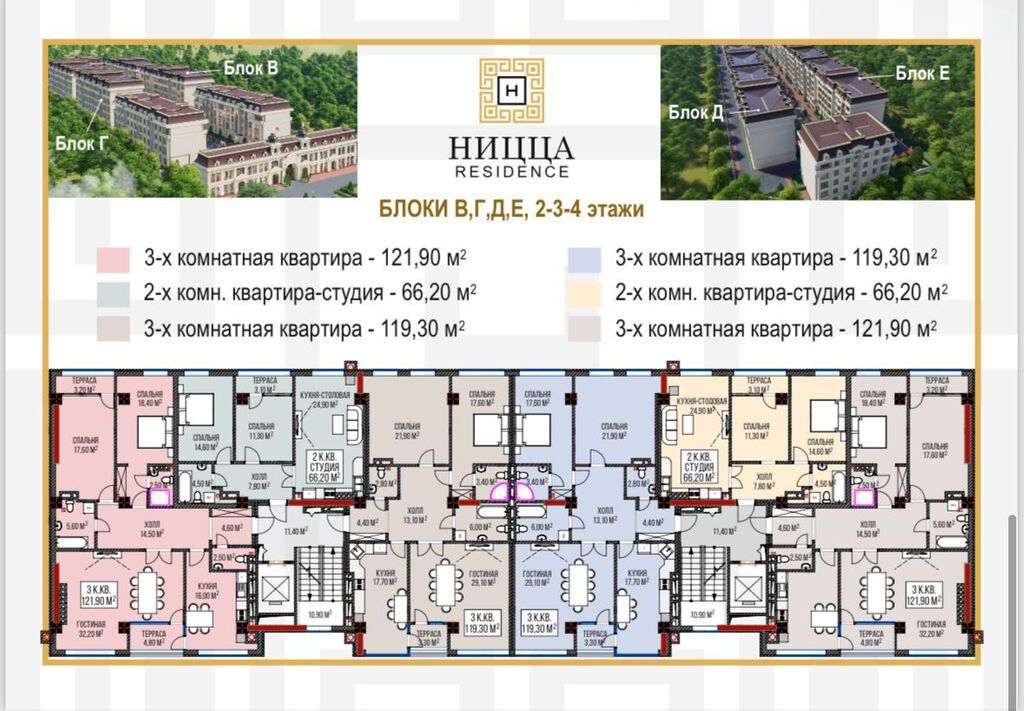 3 комнаты, 119 м², АУЦА Элитка, 2 этаж, ПСО (под самоотделку): фото 1