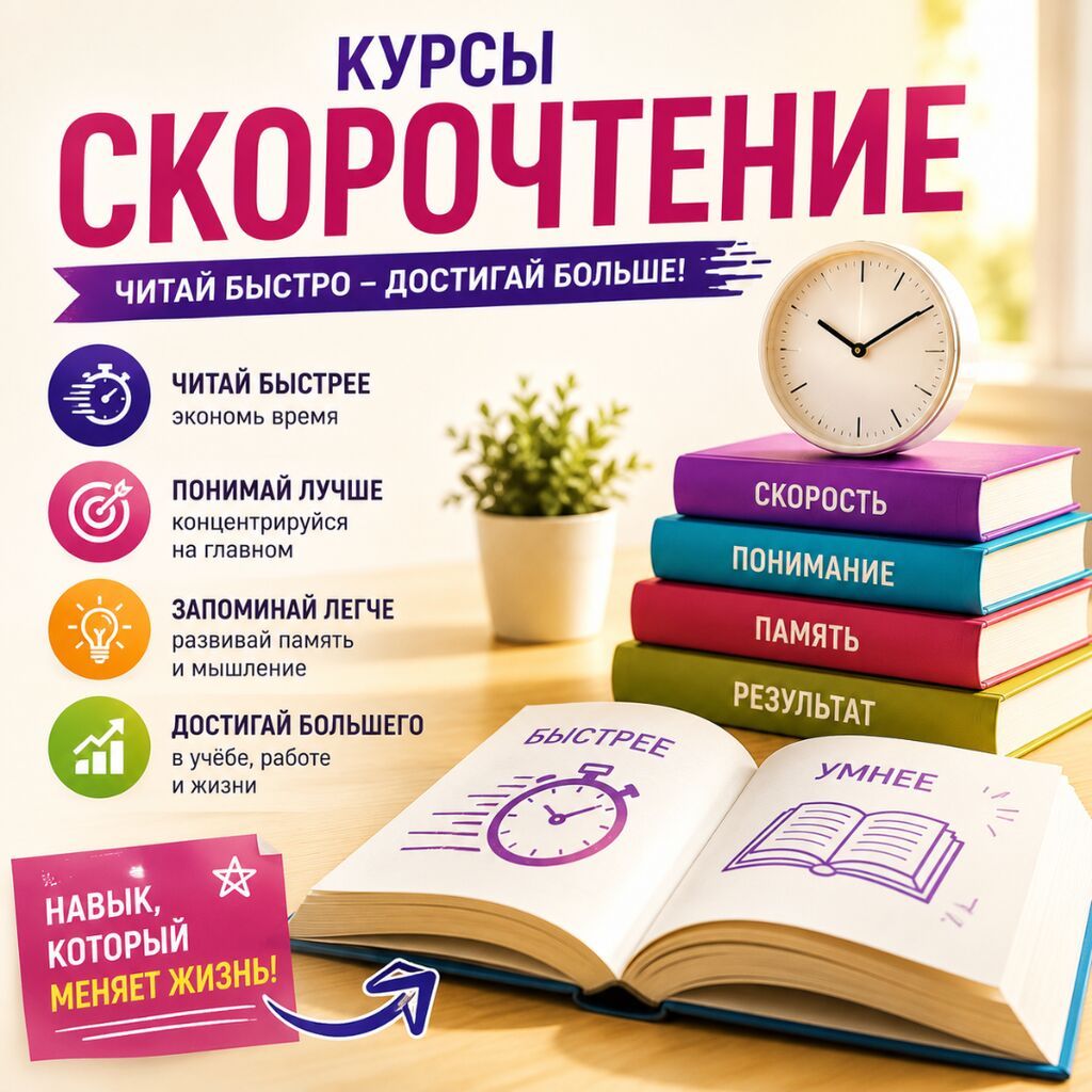 Курсы скорочтения Читай быстро — достигай больше! Что даёт курс: -