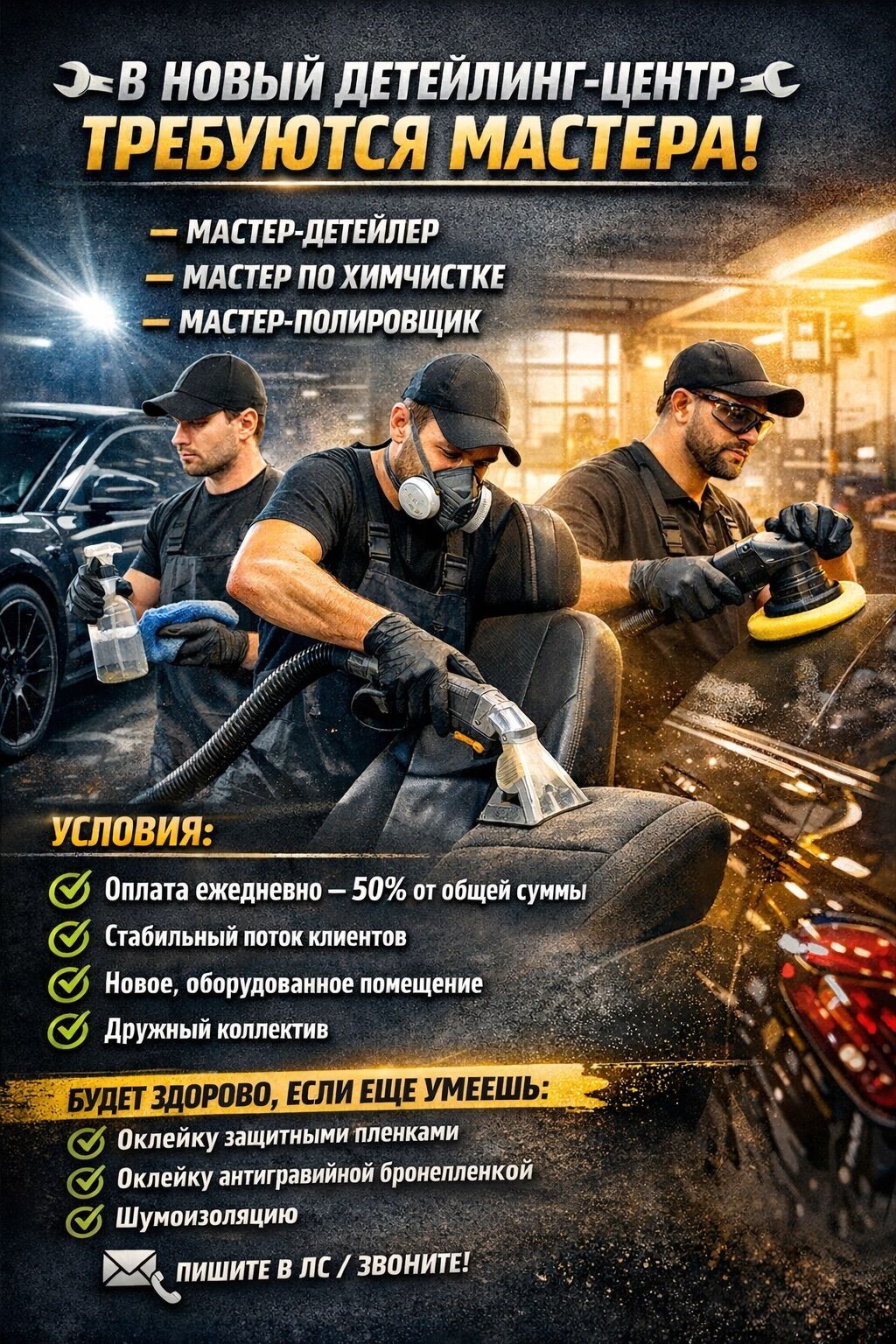 Требуется Детейлер - Детейлинг мойка, Процент от дохода, 3-5 лет опыта
