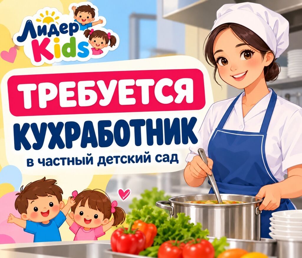 Кухонный работник в частный детский сад «Лидер Kids»