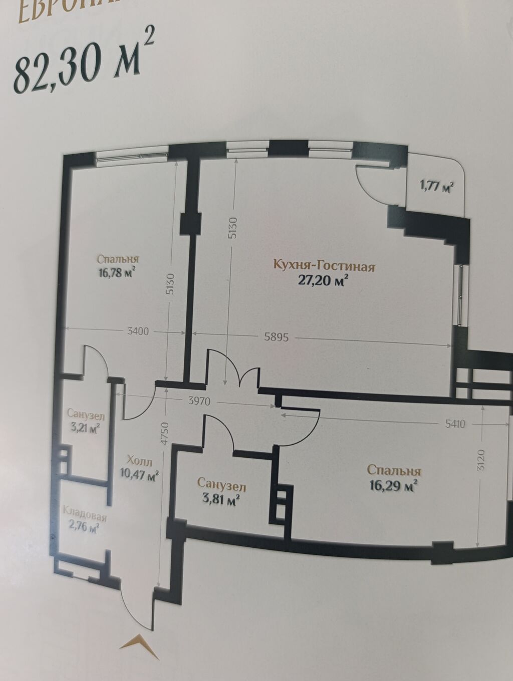 2 комнаты, 82 м², Элитка, 7 этаж, ПСО (под самоотделку) — фото 4