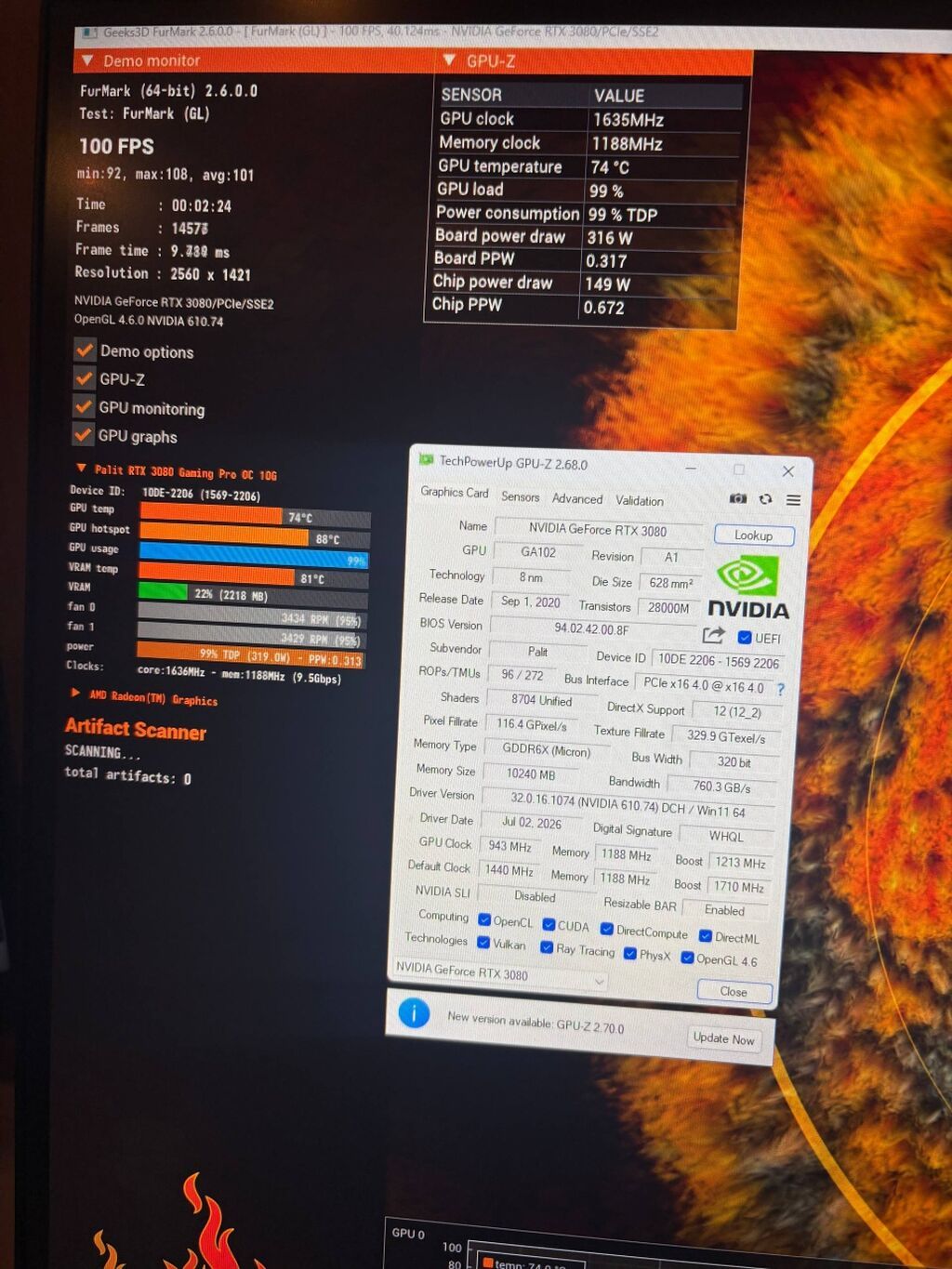 Видеокарта для ПК, Б/у, Palit, GeForce RTX, 10 ГБ: фото 3