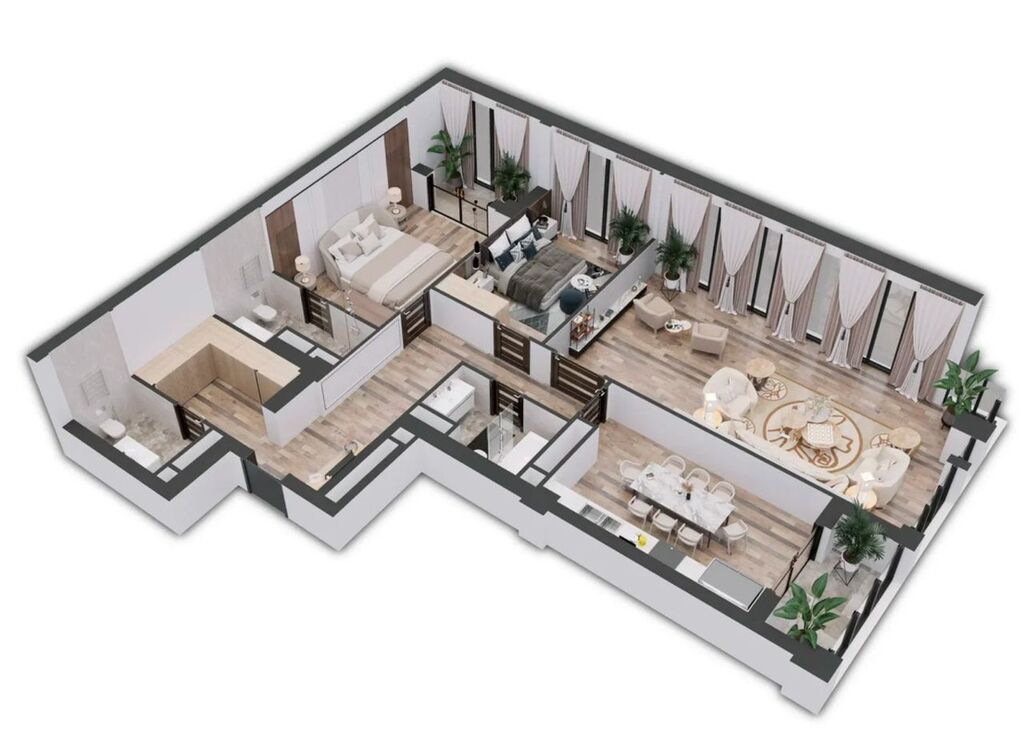 3 комнаты, 106 м², Асанбай мкр Элитка, 14 этаж, ПСО (под самоотделку): фото 4