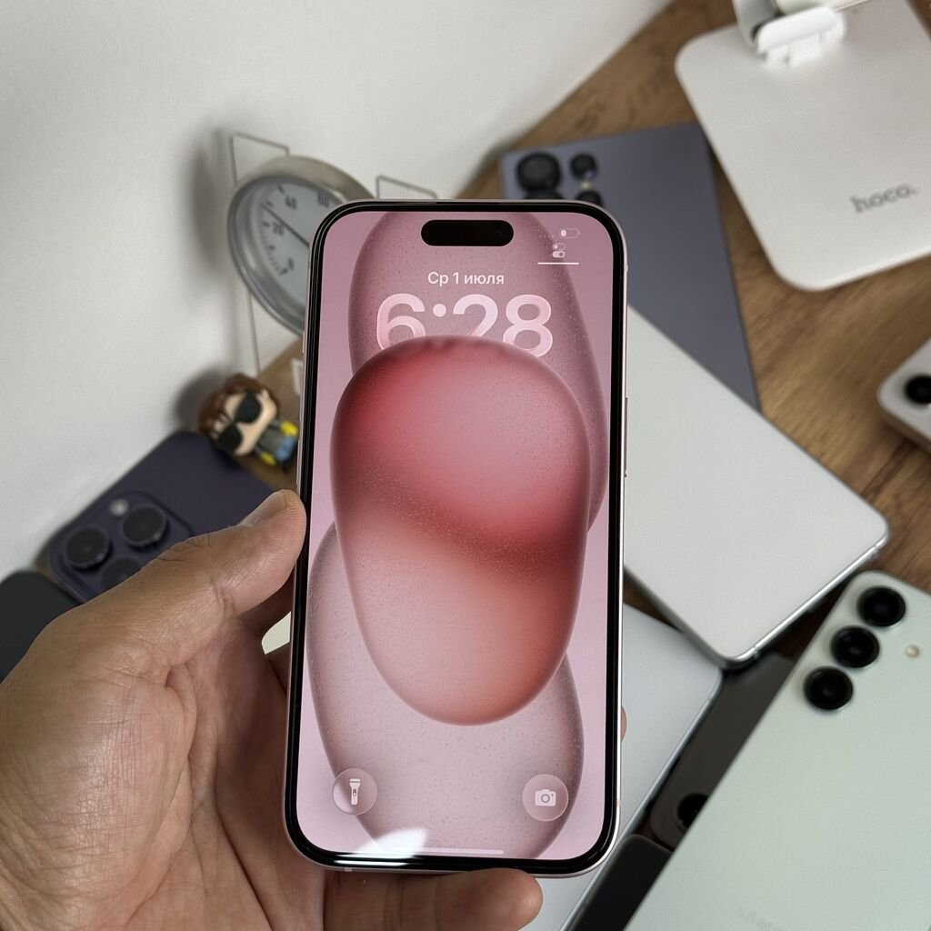 IPhone 15, Б/у, 512 ГБ, Розовый, Защитное стекло, Чехол, Кабель, 93 %: фото 8