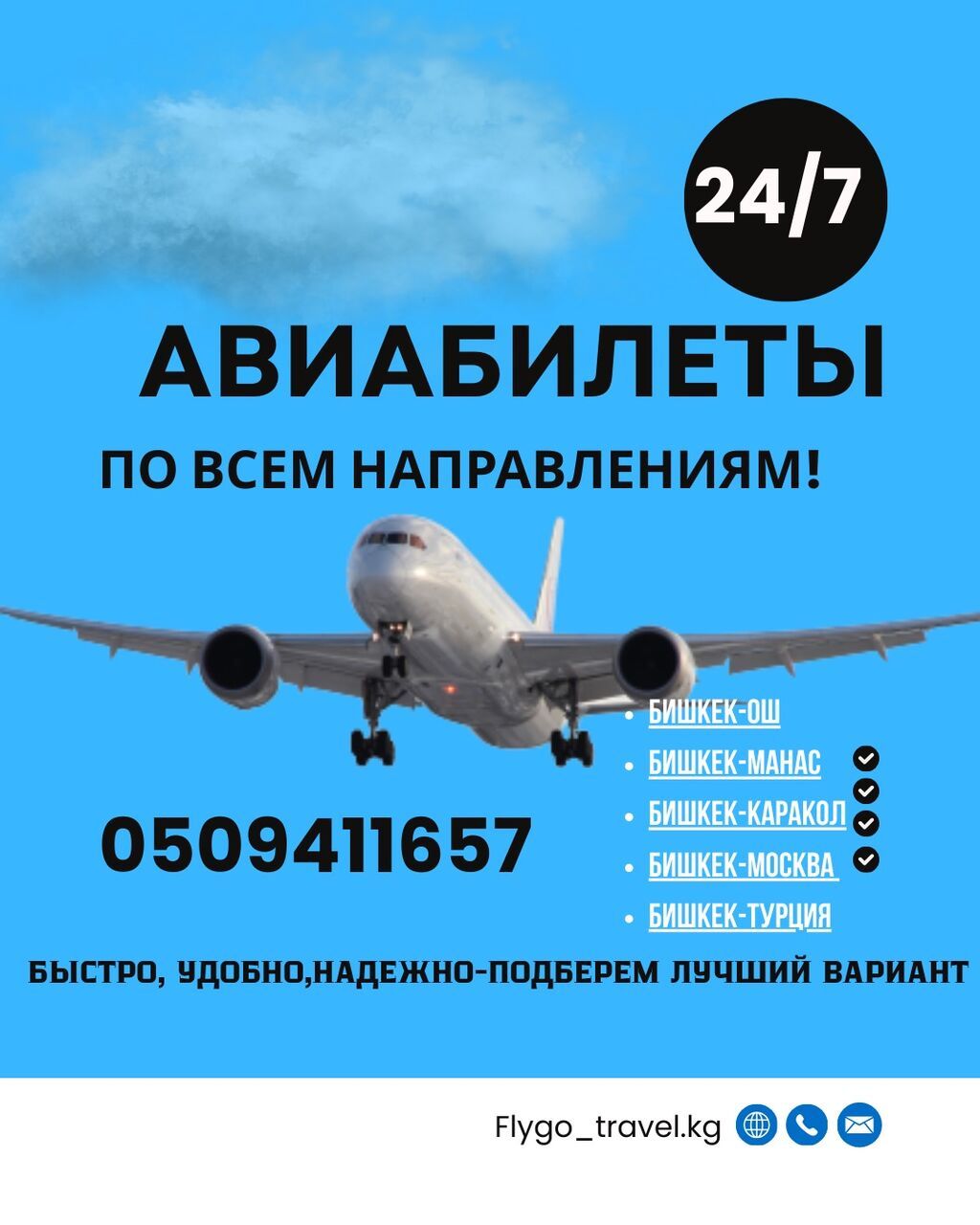 Авиабилеты 247 по всем направлениям. Что: Договорная ᐈ Туристические  услуги  Бишкек  81079341 ➤ lalafo.kg