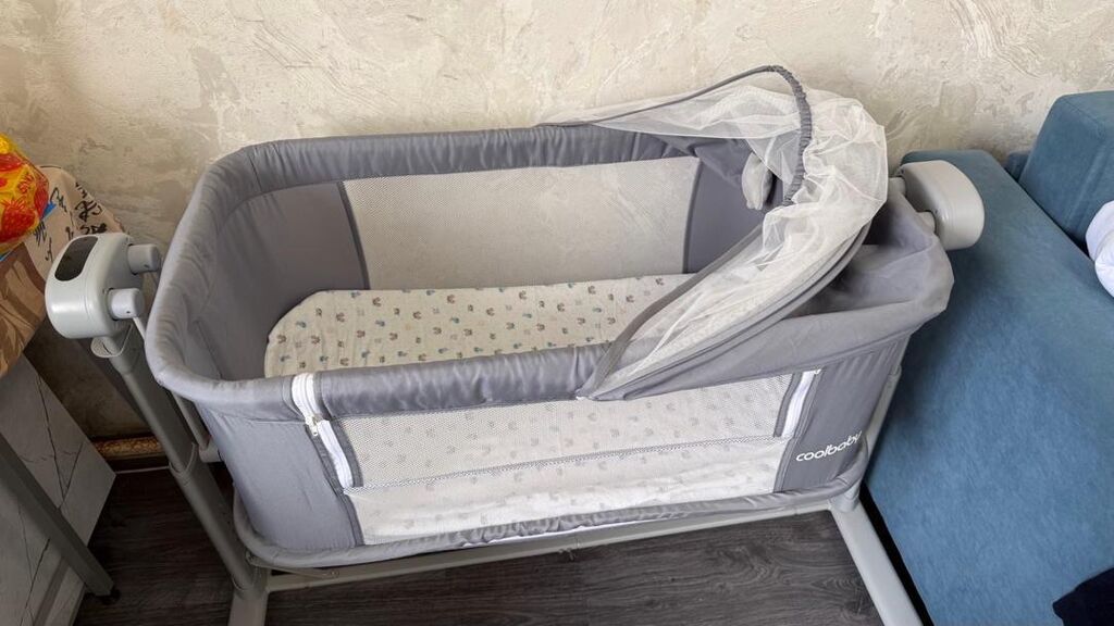 Прикроватная колыбель Coolbaby, серая: фото 4