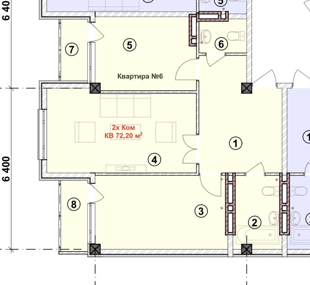 2 комнаты, 72 м², Элитка, 4 этаж
