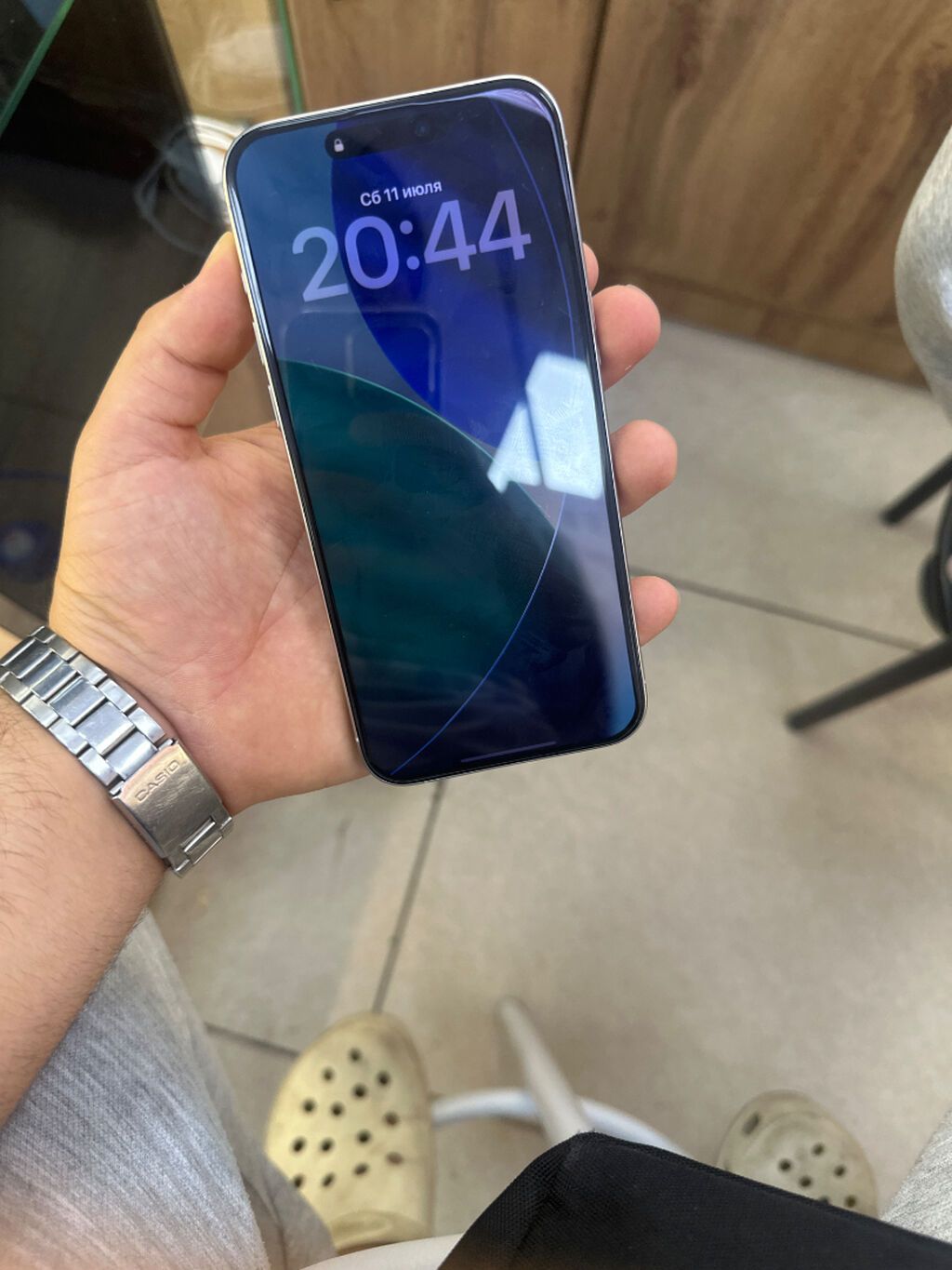 IPhone 15 Pro Max, Б/у, 256 ГБ, White Titanium, Защитное стекло, Чехол, В рассрочку, 100 %: фото 2