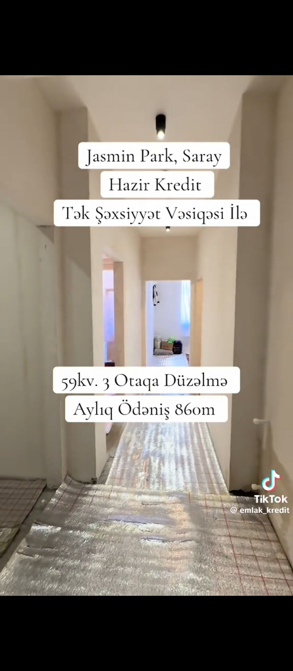 3 otaqlı, Yeni tikili, 60 kv. m