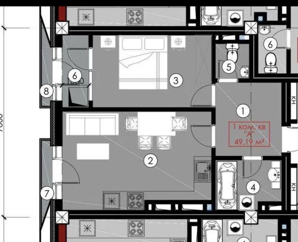 1 комната, 49 м², 5 этаж: фото 6