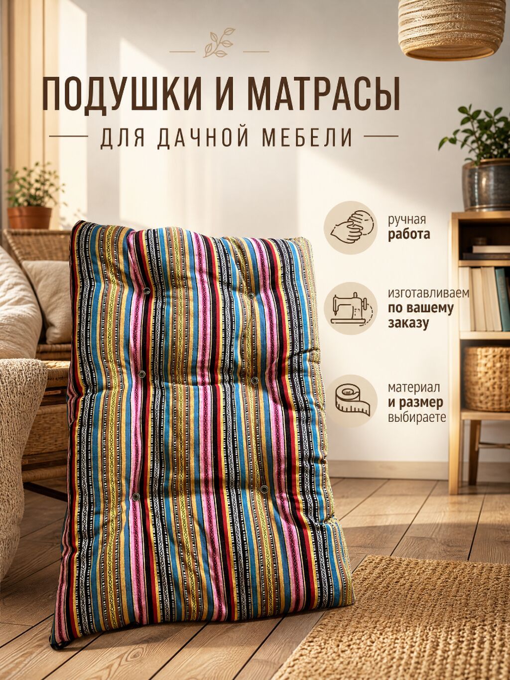 Подушки и матрасы для дачной мебели на заказ Изготавливаем вручную — фото 2