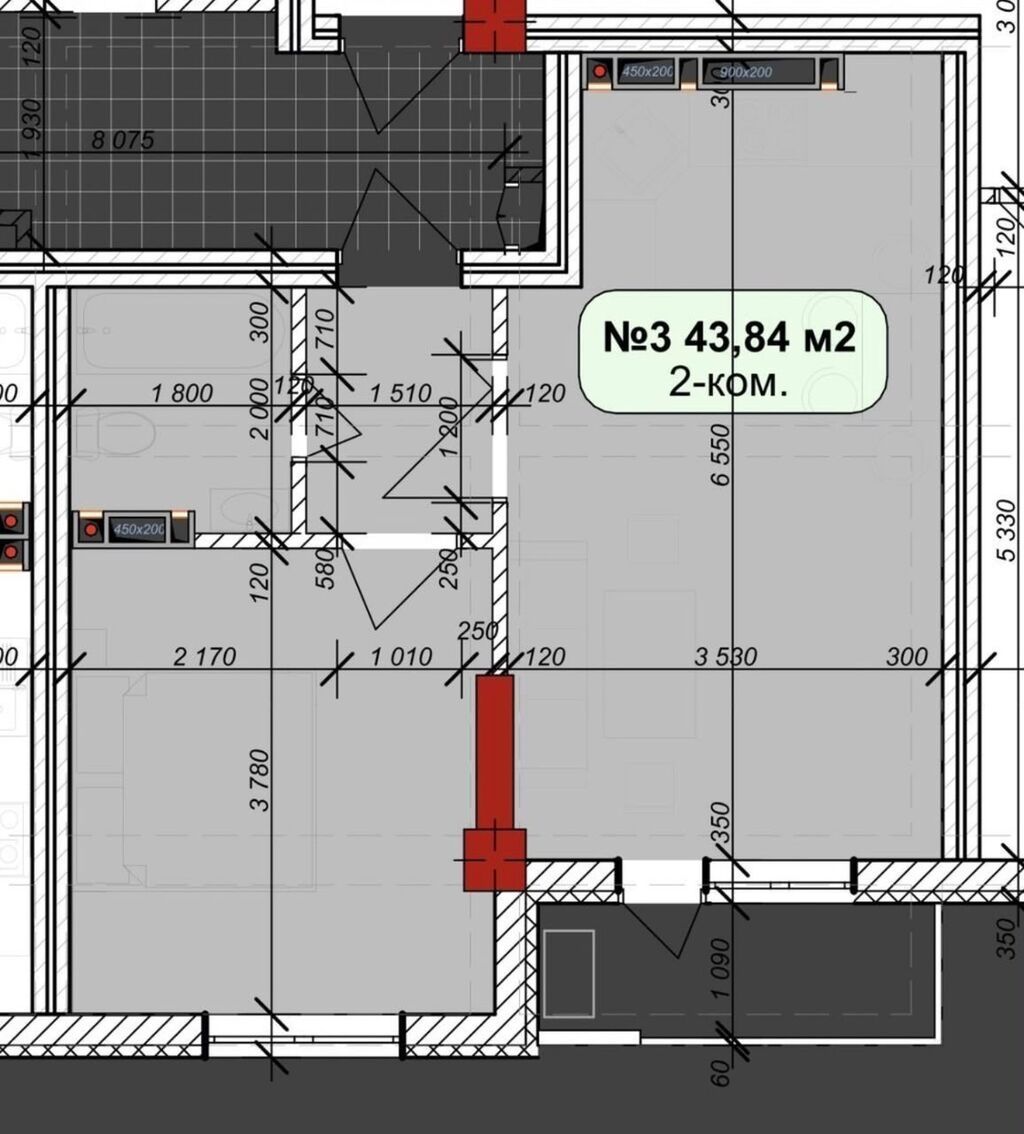 1 комната, 44 м², Нижний Джал (Джал-23) Элитка, 5 этаж, ПСО (под самоотделку): фото 2