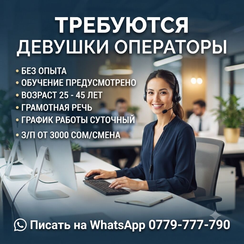 Требуются девушки-операторы диспетчеры в Бишкеке