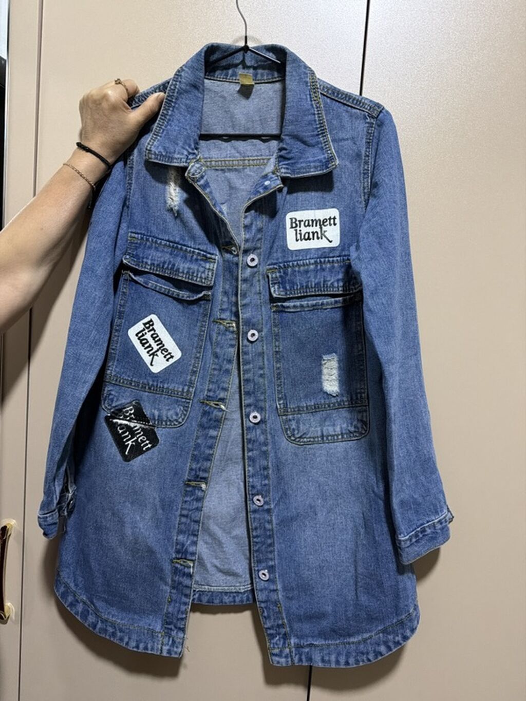 Uzun denim gödəkçə - Material: orta qalınlıqda denim (cotton