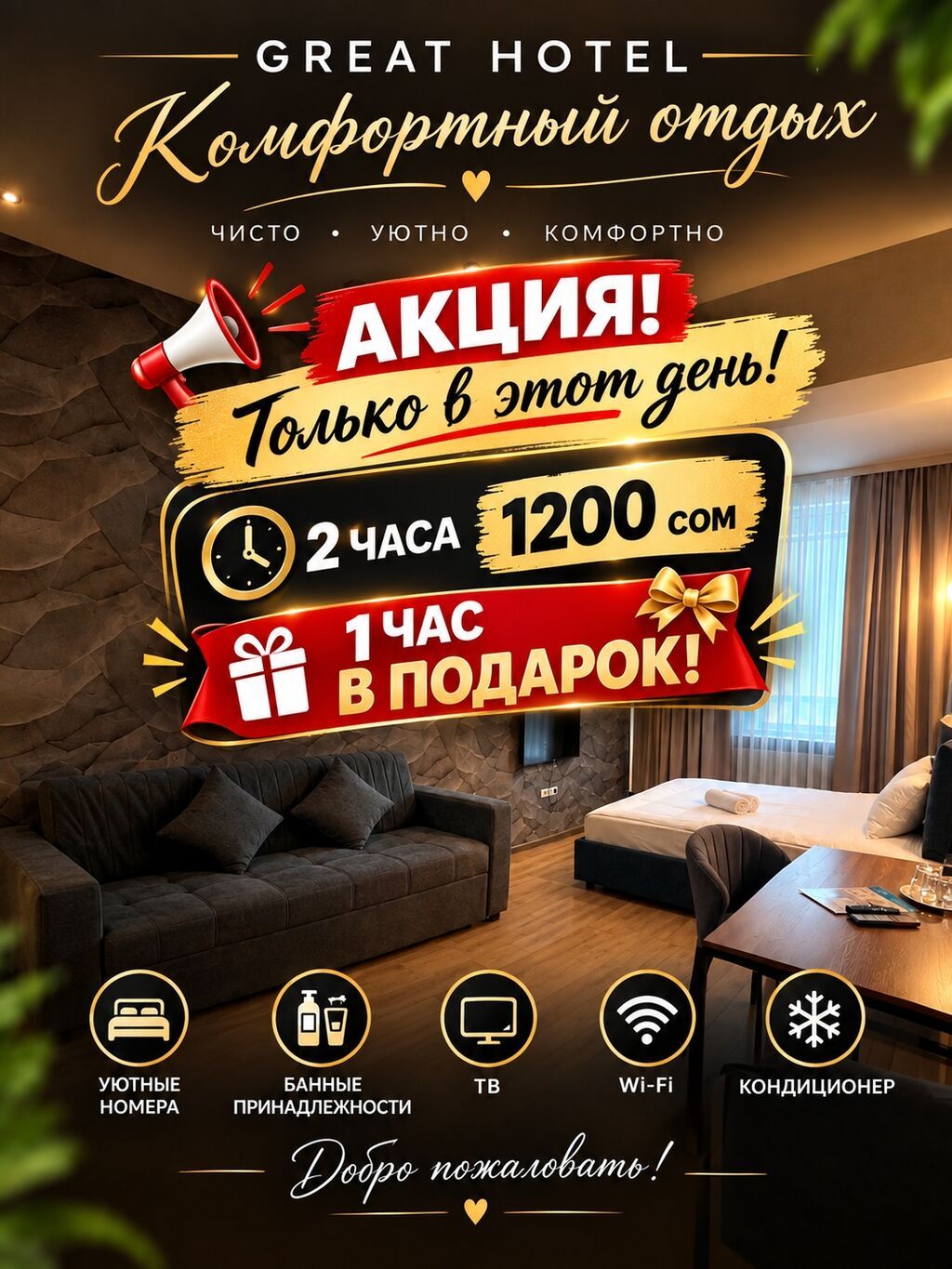 1 комната, 8 мкр, Душевая кабина, Постельное белье, Кондиционер, фото 1