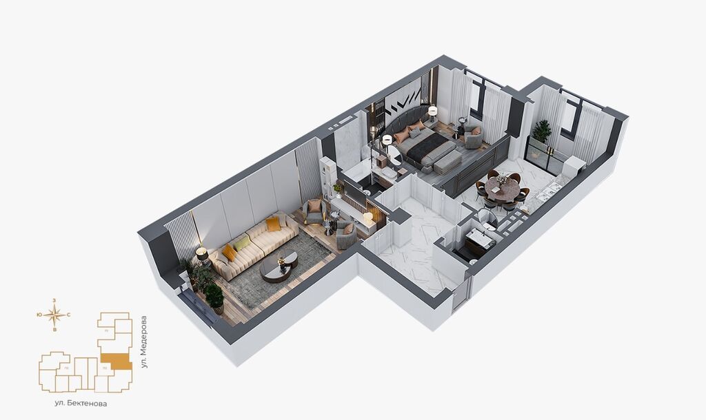 2 комнаты, 83 м², Элитка, 10 этаж, ПСО (под самоотделку): фото 5