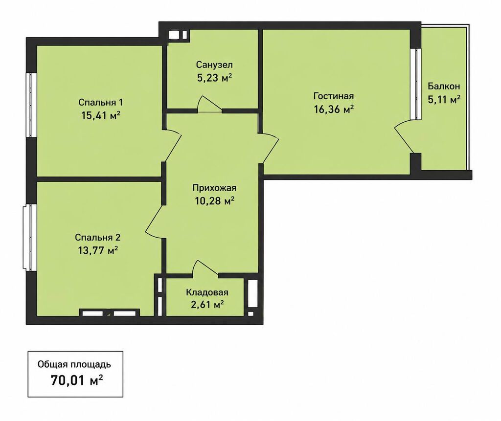 2 комнаты, 70 м², Индивидуалка, 7 этаж