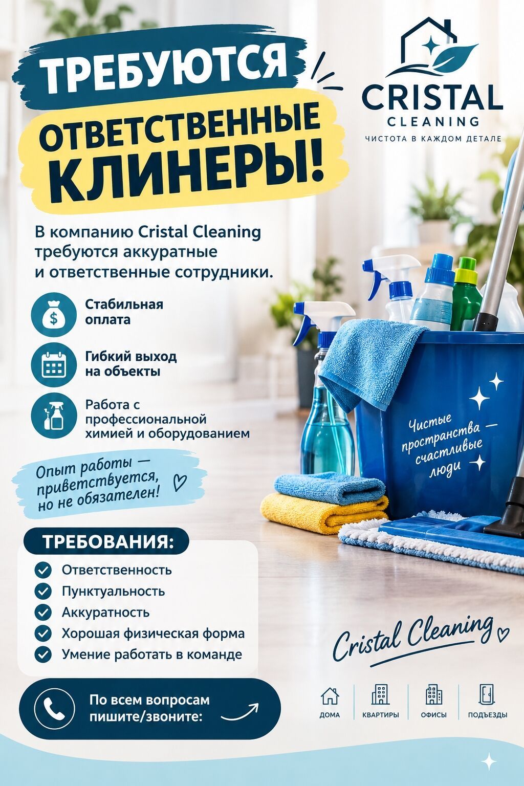 Требуются уборщики (клинеры) на производство