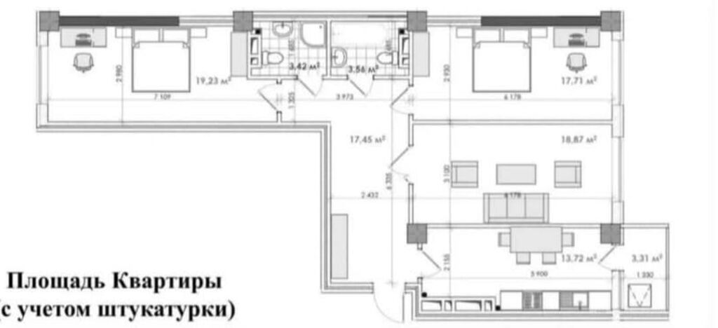 3 комнаты, 97 м², 9 мкр Элитка, 12 этаж, Дизайнерский ремонт: фото 4
