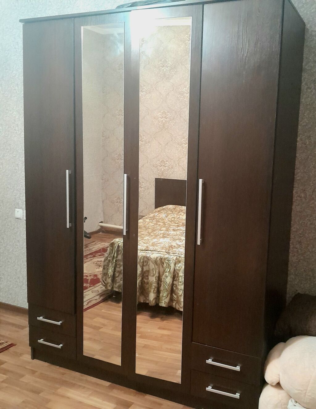 Спальный гарнитур, Б/у, Двуспальная кровать, Дерево, Бесплатная доставка, цвет - Коричневый: фото 5