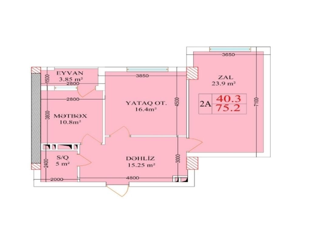 8-ci mikrorayon, 2 otaqlı, Yeni tikili, m. Azadlıq Prospekti, 75200 kv. m