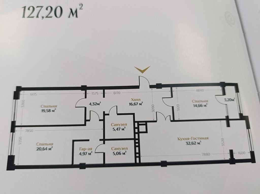 3 комнаты, 127 м², Орто-Сай с. Элитка, 6 этаж, ПСО (под самоотделку): фото 3