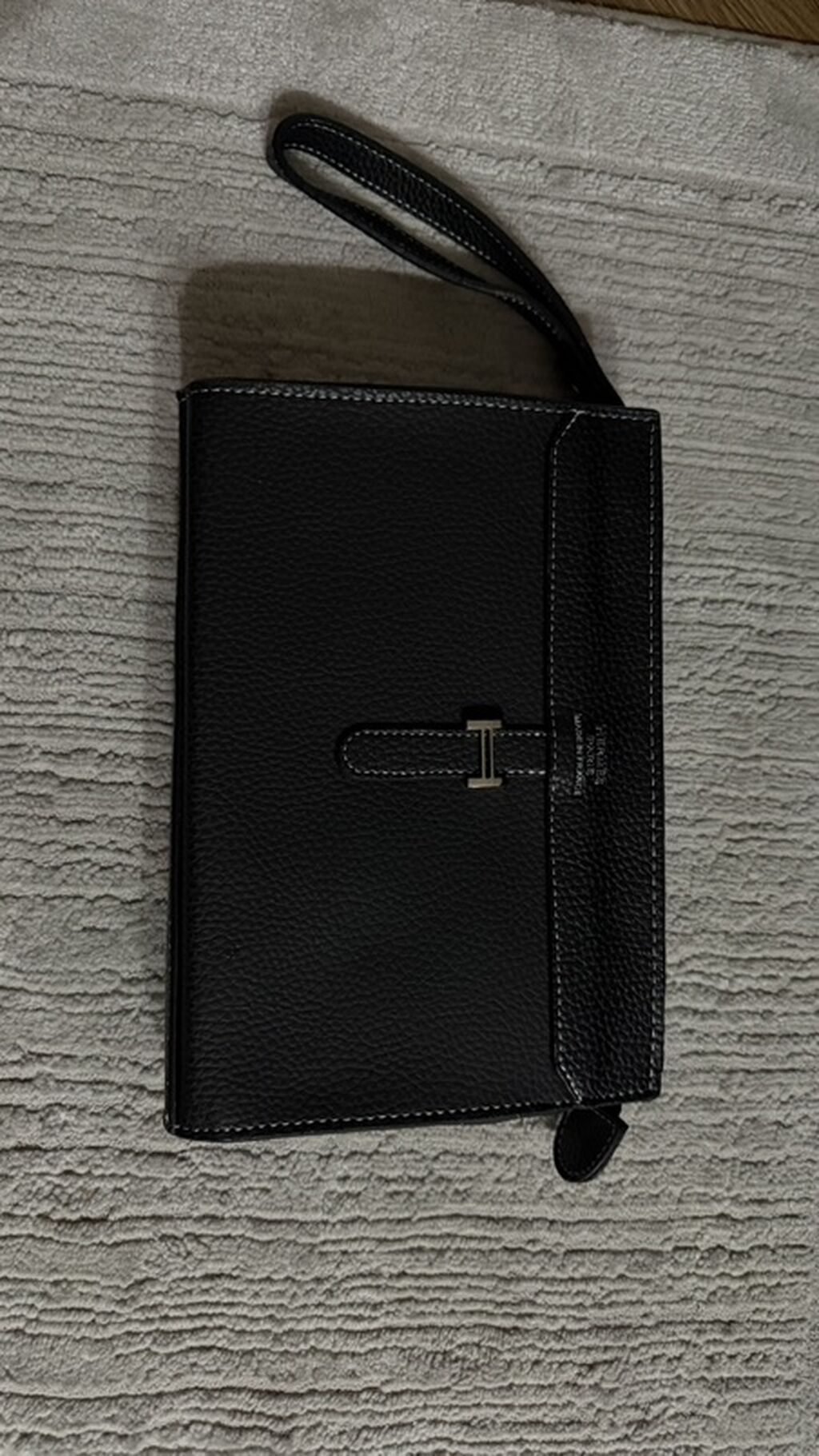 Черная кожаная клатч-сумка Hermes Paris, Made in France. Особенности: фото 3