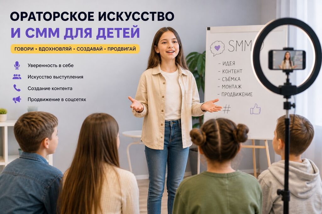 Блогер+ Ораторское искусство +СММ ! Для детей! Курс для детей