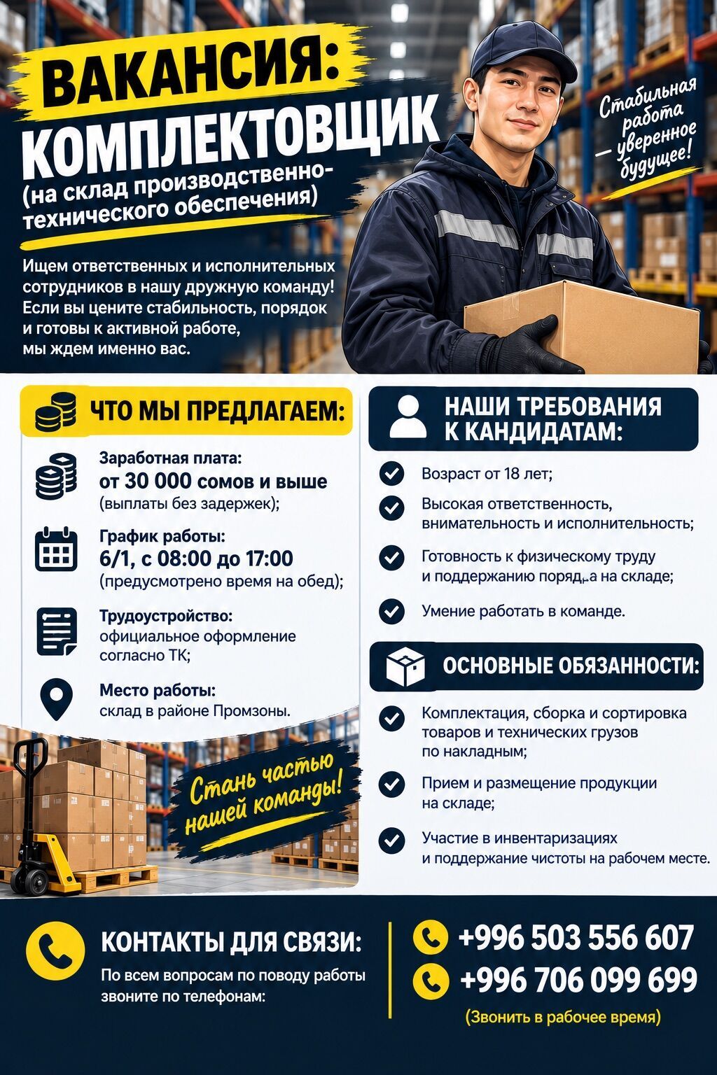 Требуется комплектовщик на склад