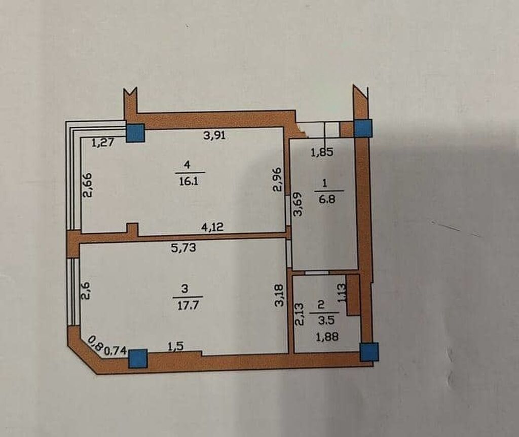 1 комната, 45 м², Золотой квадрат Элитка, 2 этаж, Евроремонт: фото 7