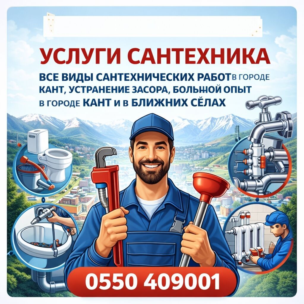 Город Кант и регион, монтаж водопровода и канализации в частных домах: фото 1