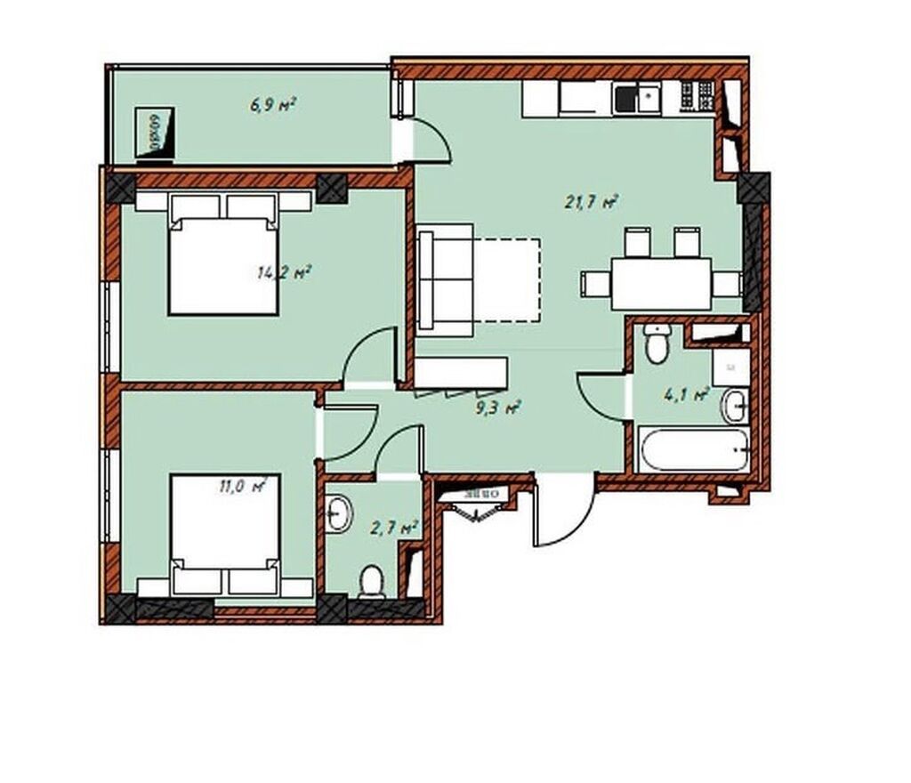 Продам 3-комн. квартиру 70 м² в ЖК KAUSAR: фото 8