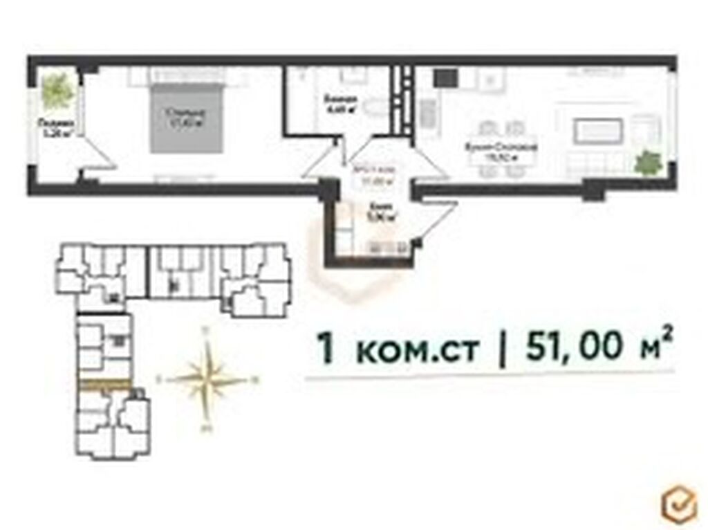 Продам 2-комнатную квартиру 49 м² в ЖК Мадина Ресиденс: фото 6