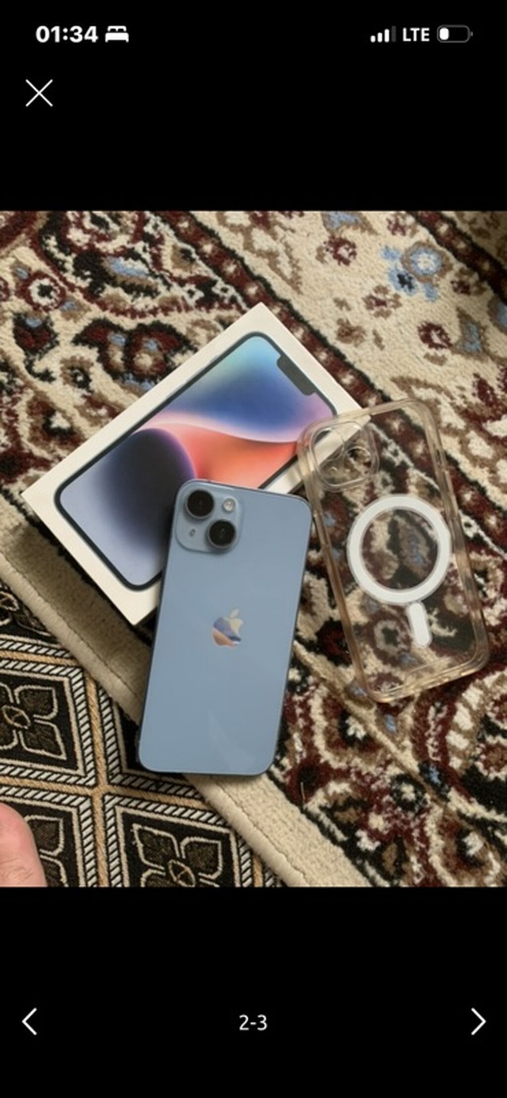 IPhone 14 128GB, голубой цвет. В комплекте: коробка, прозрачный чехол: фото 2