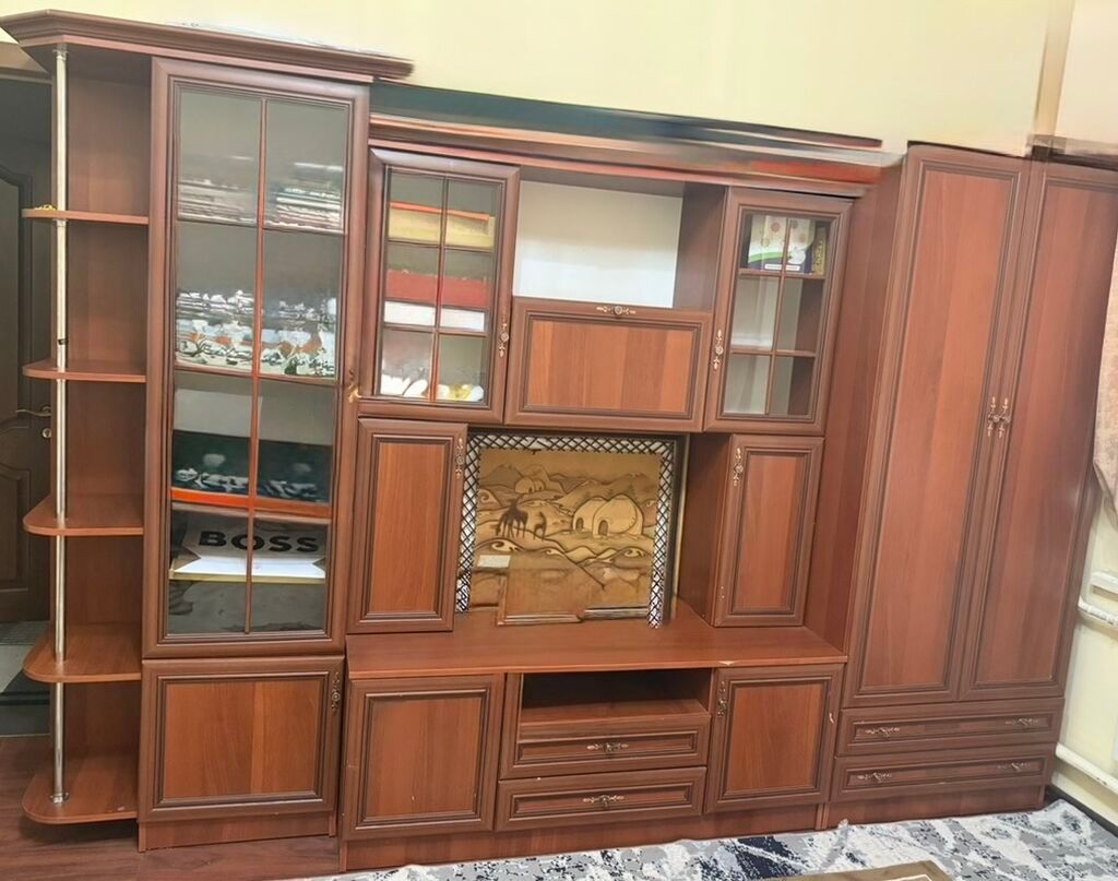 Стенка для зала практичная 3 метра отдел для вешелки и полки разные
