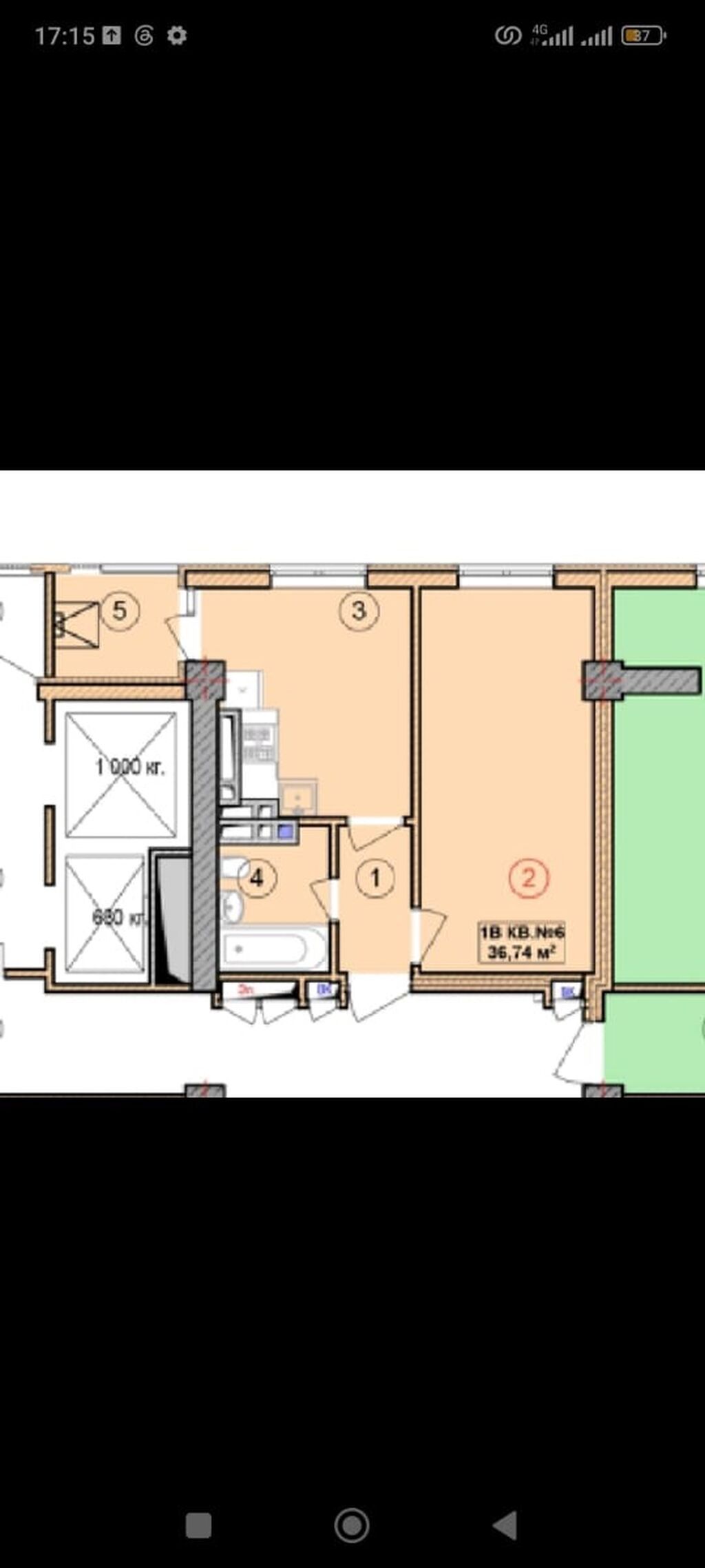 1 комната, 37 м², Асанбай мкр Элитка, 12 этаж, ПСО (под самоотделку)