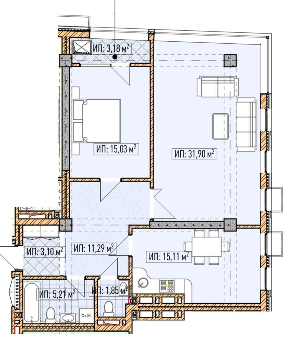 2 комнаты, 87 м², Асанбай мкр Элитка, 7 этаж, ПСО (под самоотделку): фото 6