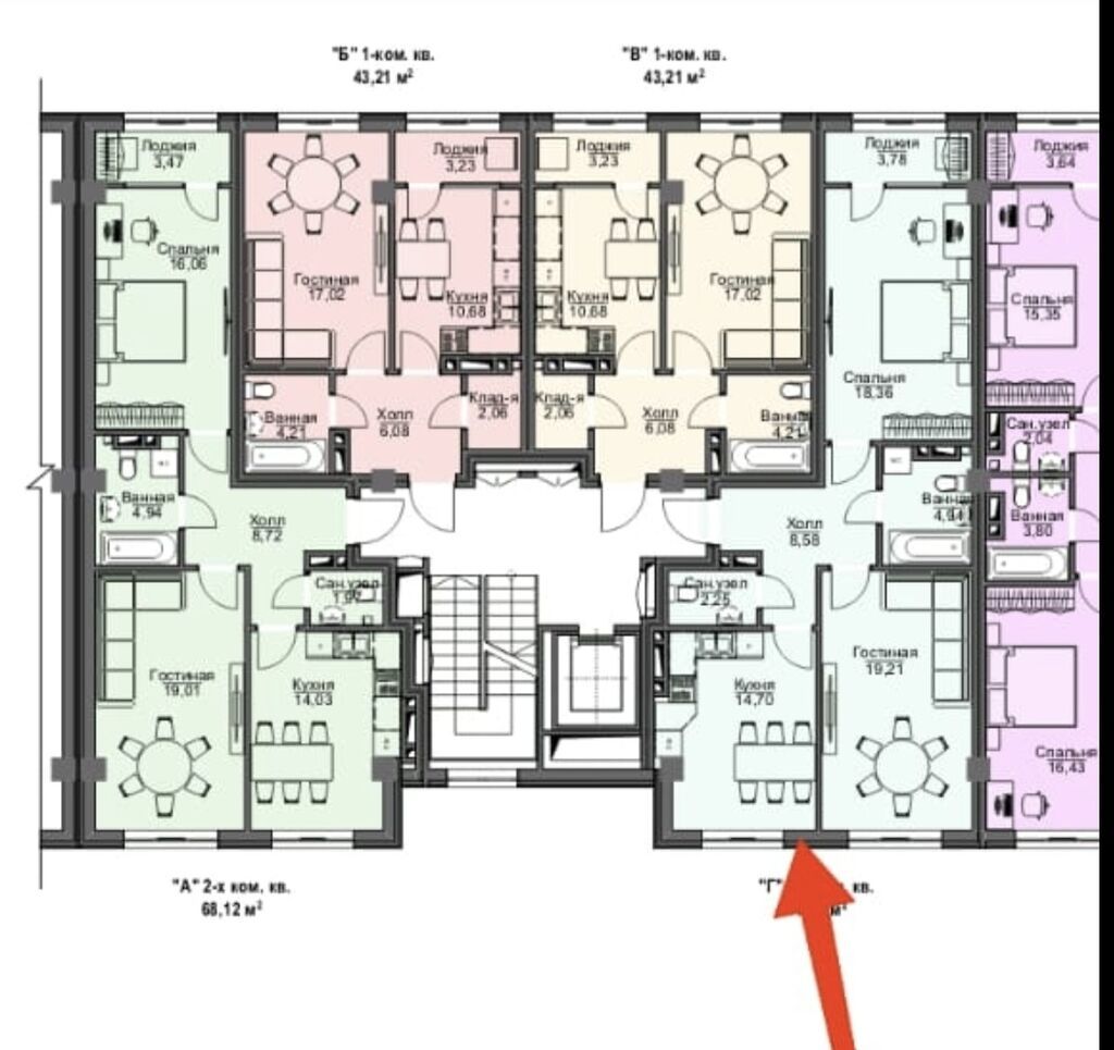 2 комнаты, 66 м², Элитка, 2 этаж, ПСО (под самоотделку): фото 4