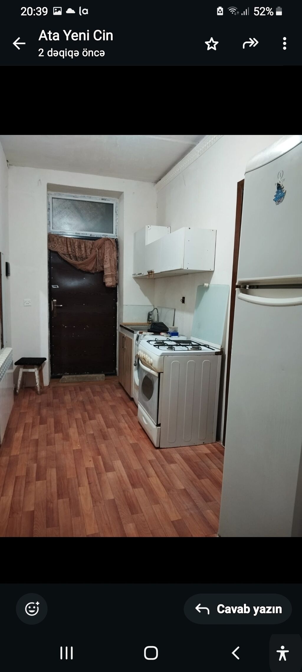 40 kv. m, 2 otaqlı, Kombi, İnternet, Qaz