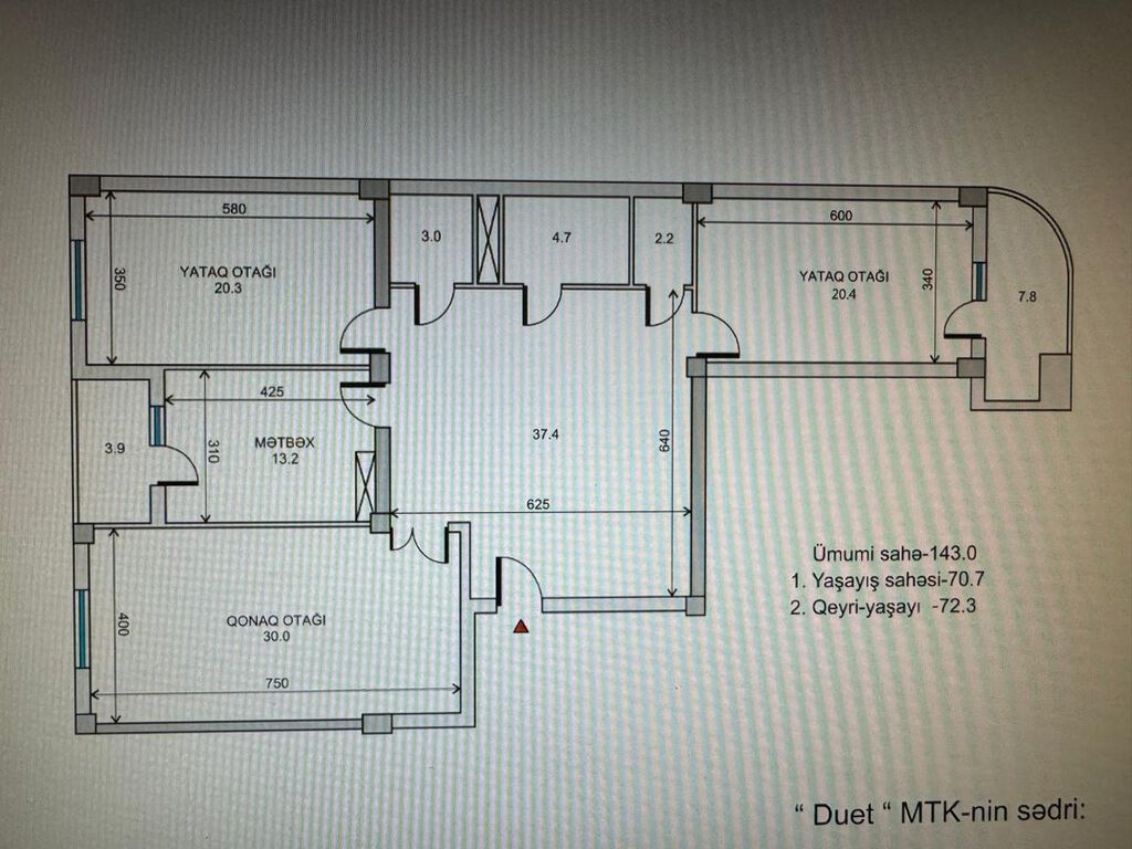 ✨ Yasamalda, Kamal Rəhimov Küçəsində "Duet MTK"-da Kupçalı, 143 m²
