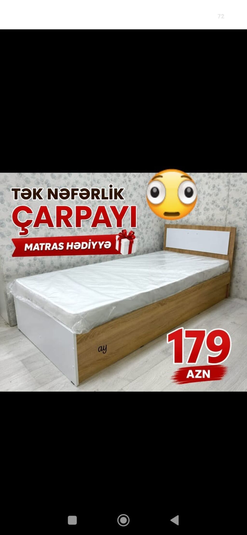 Tək nəfərlik çarpayı – sadə və funksional dizayn. Xüsusiyyətlər: -