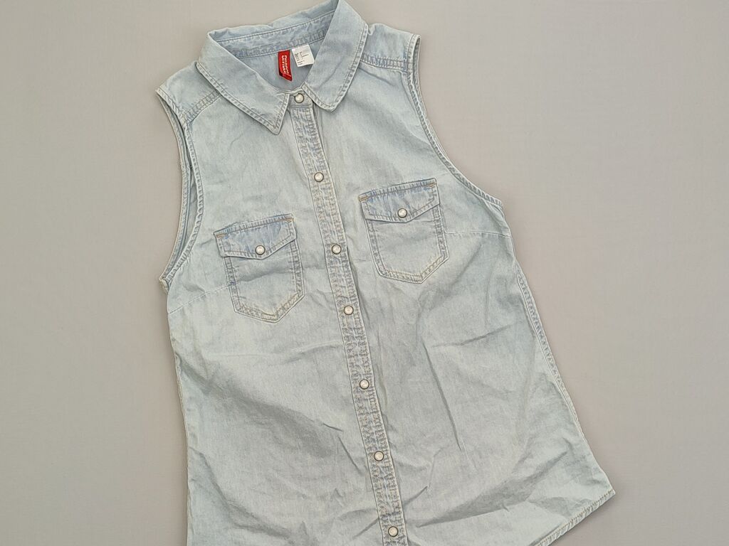 Koszule i bluzki: Koszula H&M, XS (EU 34), stan - Idealny, wzór - Jednolity kolor, kolor - Błękitny — 1