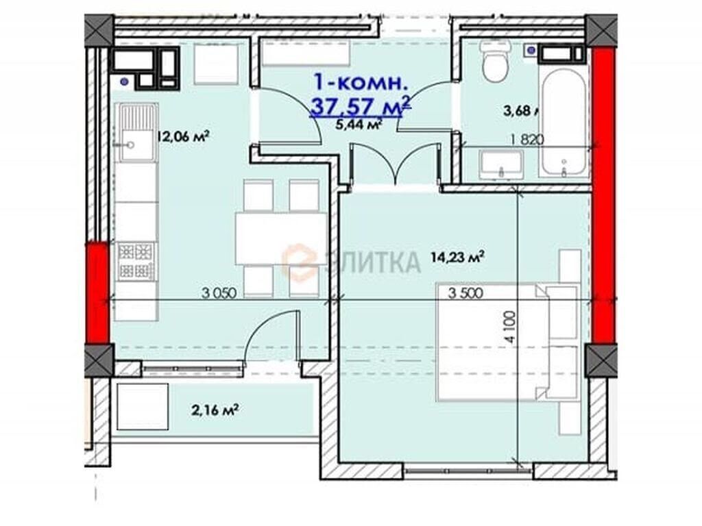 1 комната, 38 м², Асанбай мкр Элитка, 3 этаж, Дизайнерский ремонт: фото 2