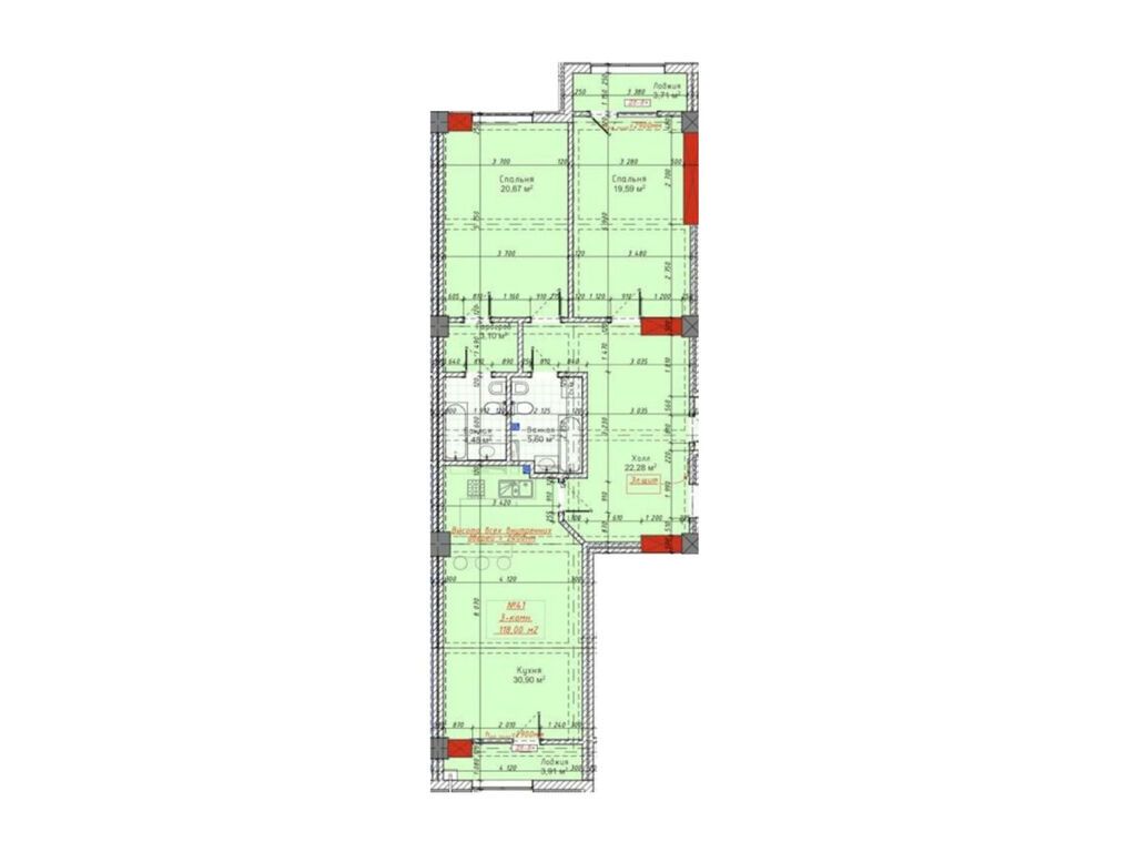 3 комнаты, 118 м², Асанбай мкр Элитка, 1 этаж, ПСО (под самоотделку): фото 6